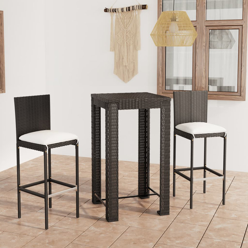 Latitude Run® Patio Bar Set Outdoor Bistro Set Bar Stool Bistro Table